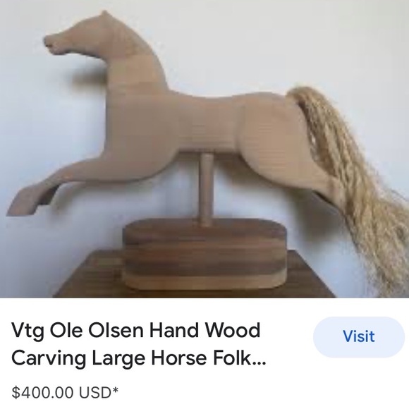 Art Ole Olsen Rare Vintage Hand Carved Wooden Horse Folk Art Poshmark